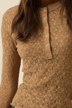 Load image into Gallery viewer, Fiona Floral Lace Raglan-Sleeve Henley Top