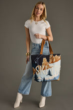 Load image into Gallery viewer, Dk. Blue Ski Trip Scene Tote