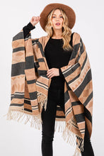 Load image into Gallery viewer, Striped Aztec Fringe Ruana