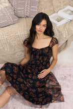 Load image into Gallery viewer, TYNLEE FLORAL ORGANZA MIDI DRESS