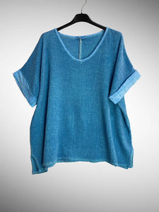 Italian Cotton Linen Rolled Sleeve T-shirt