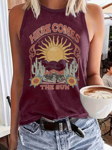 Sunrise over the mountains graphic tank top
