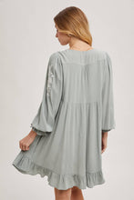 Load image into Gallery viewer, FLOUNCY RUFFLED DRESS EMBROIDERED