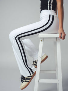 High-Waist Side Stripe Flared Pants