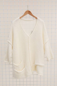 Asymmetric Oversized Sweater with Pocket - made in Italy