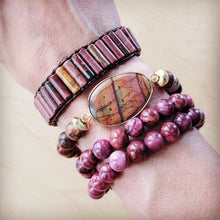 Load image into Gallery viewer, Pink Agate Beaded Stretch Bracelet
