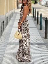 Load image into Gallery viewer, Leopard Print Halterneck Backless Sexy Slip Dress