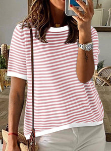 Tilly Striped Short Sleeve Knit Sweater