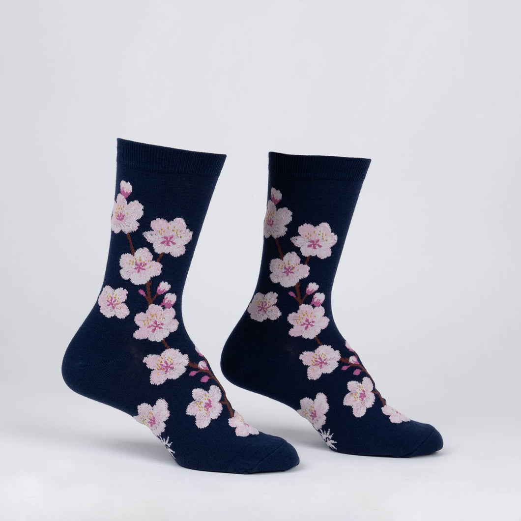 Women's Crew Sock: Cherry Blossoms