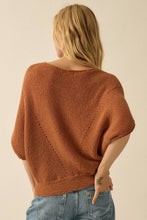 Load image into Gallery viewer, Gia Short-Sleeve Pointelle Ribbed Knit Sweater