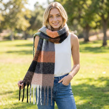 Load image into Gallery viewer, Plaid Oblong Fringe Scarf