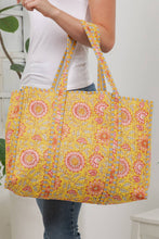 Load image into Gallery viewer, Floral Quilted Cotton Tote Bag