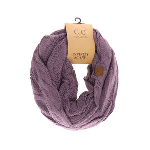 Solid Cable Knit CC Infinity Scarf