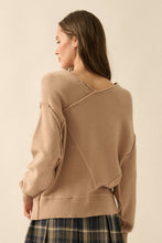 Load image into Gallery viewer, Stella Solid Knit V-Neck Exposed-Seam Sweater