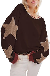 Star Patch Oversized Loose Sweatshirt