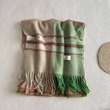 Load image into Gallery viewer, Blue Plaid Faux Cashmere Scarf – Winter Warm