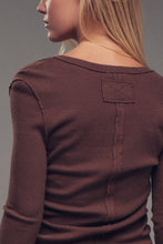 Load image into Gallery viewer, Chocolate Henley Long Sleeve Top