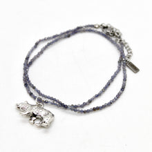 Load image into Gallery viewer, Silver Bear Mini Stone Gold Charm Necklace
