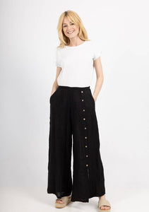 Italian Linen Pants Button Detail