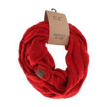 Load image into Gallery viewer, Solid Cable Knit CC Infinity Scarf