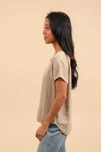 Cotton-linen blend t-shirt, round neck 3389