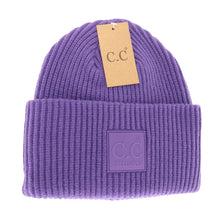 Load image into Gallery viewer, Solid Ribbed CC Beanie with Rubber Patch