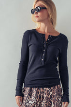 Load image into Gallery viewer, Chocolate Henley Long Sleeve Top