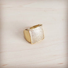 Load image into Gallery viewer, Square Sparkle Gilded Statement Ring