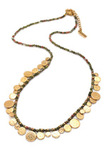 Load image into Gallery viewer, Short Mini Gold Disc Charm Unakite Necklace - N2-2612U