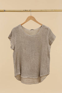 Cotton-linen blend t-shirt, round neck 3389