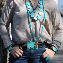 Load image into Gallery viewer, Blue Turquoise Western Slab Necklace with Leather Tie