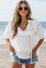 Load image into Gallery viewer, Embroidered Lace Short Sleeve Blouse