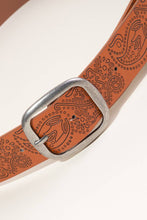 Load image into Gallery viewer, Etched Floral Faux Leather Belt