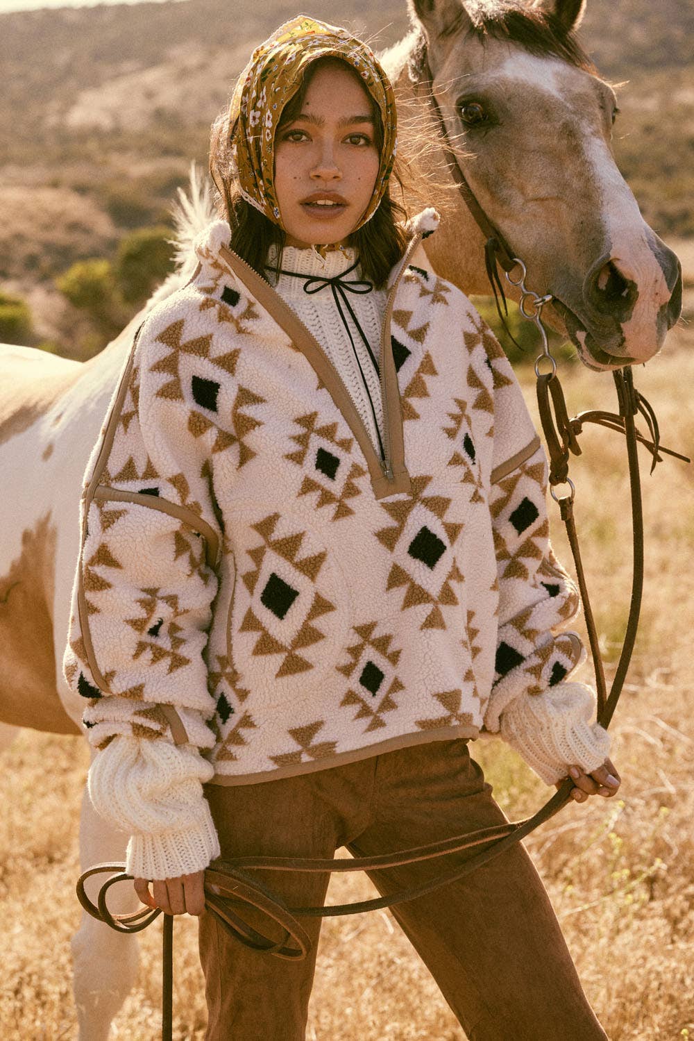 Geo-Print Sherpa Fleece Half-Zip Pullover