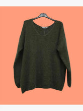 Load image into Gallery viewer, V-neck Mohair Sweater Grey
