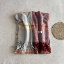 Load image into Gallery viewer, Blue Plaid Faux Cashmere Scarf – Winter Warm