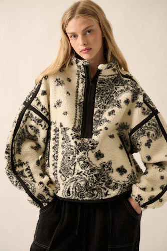 Sherpa Fleece Zip Pullover Jacket