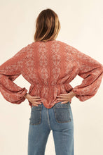 Load image into Gallery viewer, Paisley V Neck Long Sleeve Blouse