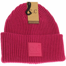 Load image into Gallery viewer, Solid Ribbed CC Beanie with Rubber Patch