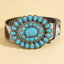 Load image into Gallery viewer, Western Concho Turquoise Stone Buckle Belt