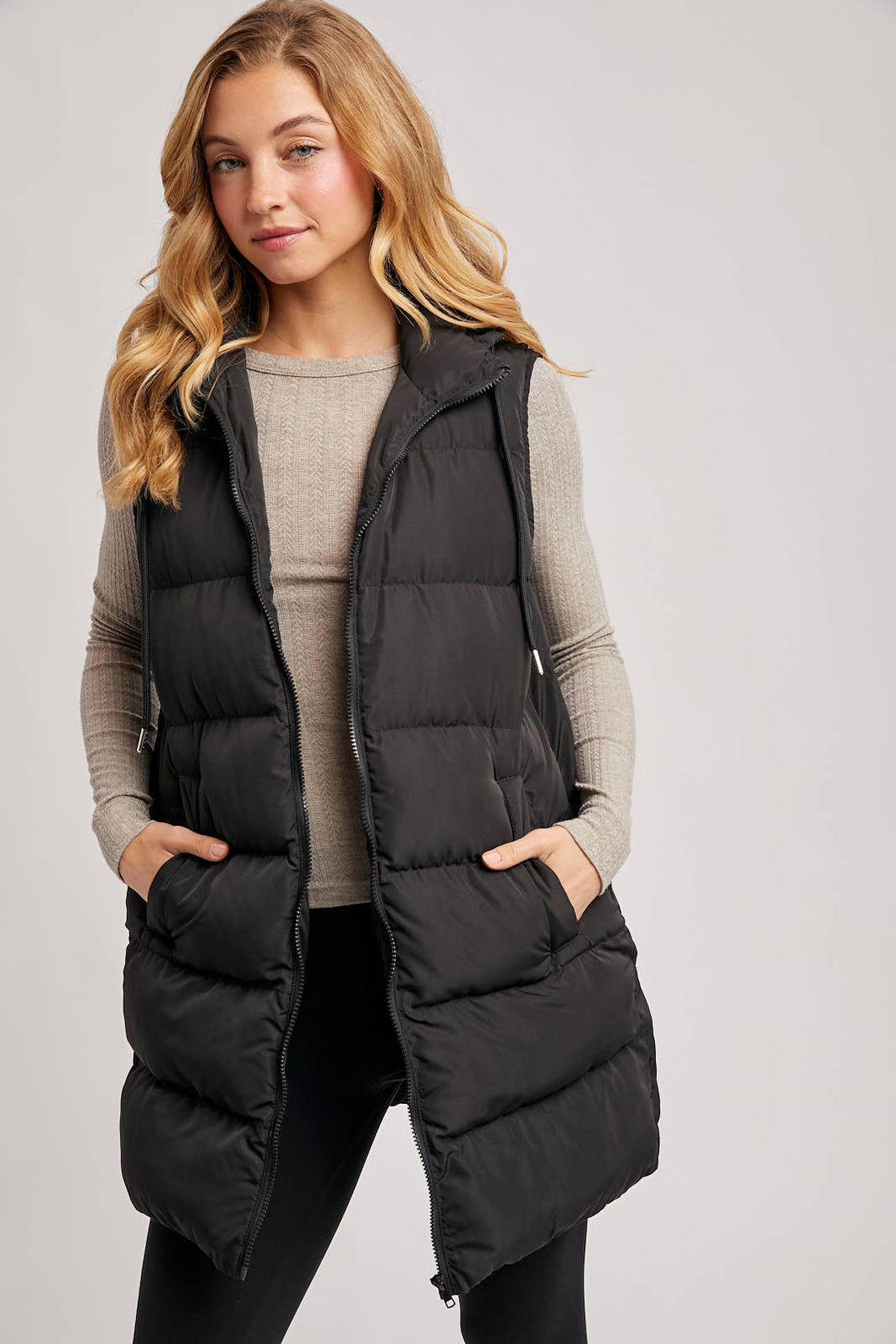 GIGI HOODED LONGLINE PUFFER VEST