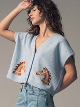 Load image into Gallery viewer, Western Horse V Neck Cropped Cardigan