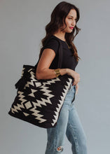 Load image into Gallery viewer, Black &amp; Cream Aztec Tote