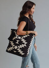 Load image into Gallery viewer, Black &amp; Cream Aztec Tote