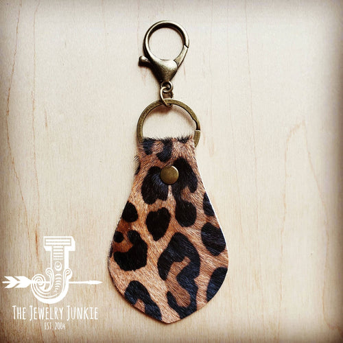 **Hair-on-hide Leather Key Chain - Leopard
