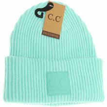 Load image into Gallery viewer, Solid Ribbed CC Beanie with Rubber Patch