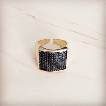 Load image into Gallery viewer, Square Sparkle Gilded Statement Ring 013nn