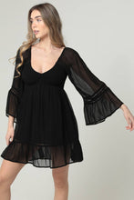 Load image into Gallery viewer, Sheer Long Sleeve Black Dress
