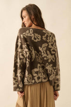 Load image into Gallery viewer, Floral Jacquard-Knit Rolled-Edge Sweater