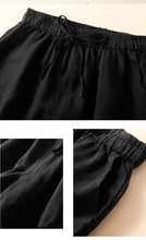 Load image into Gallery viewer, Floral crochet lace patchwork cotton linen shorts